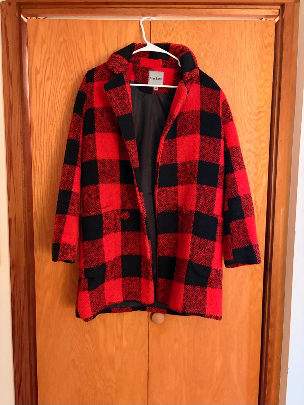 Red & Black Buffalo Plaid Teddy Coat